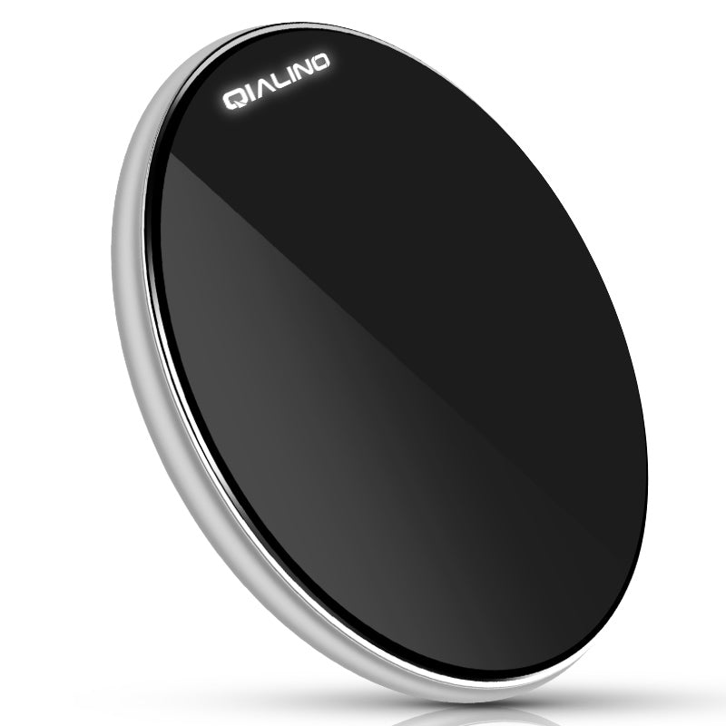 QIALINO 15W Round Qi Wireless Fast Charging Pad Ultra-thin Wireless Charger Pad for iPhone X/8/8 Plus Etc.