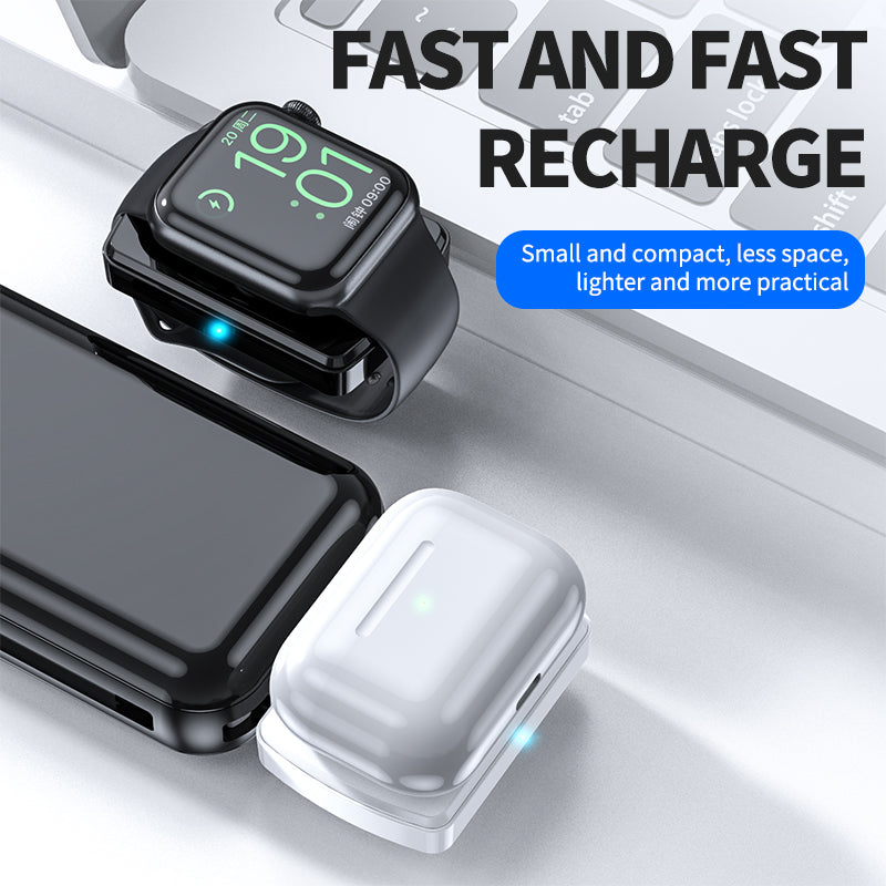 JJT-997 2 in 1 Watch Wireless Charger Type-C Double-sided Wireless Charging Dock for Apple Watch 1-7/SE Series/AirPods 2/3/Pro