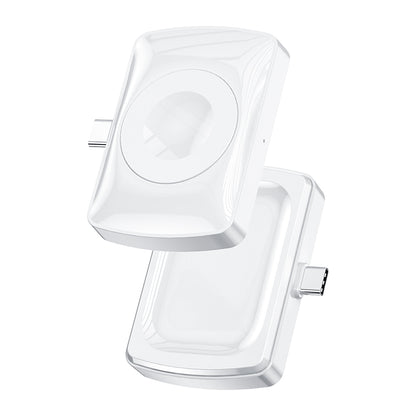 JJT-997 2 in 1 Watch Wireless Charger Type-C Double-sided Wireless Charging Dock for Apple Watch 1-7/SE Series/AirPods 2/3/Pro