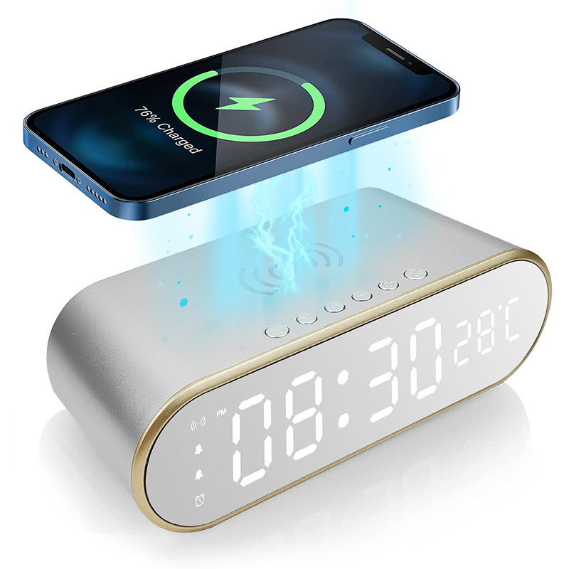 W628 Alarm Clock 15W Wireless Charger Thermometer Calendar Snooze Functions Alarm