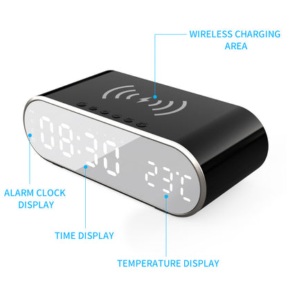 W628 Alarm Clock 15W Wireless Charger Thermometer Calendar Snooze Functions Alarm