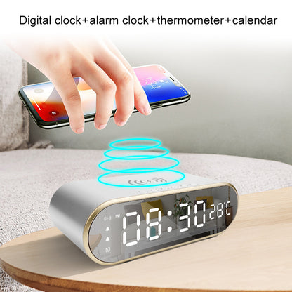 W628 Alarm Clock 15W Wireless Charger Thermometer Calendar Snooze Functions Alarm