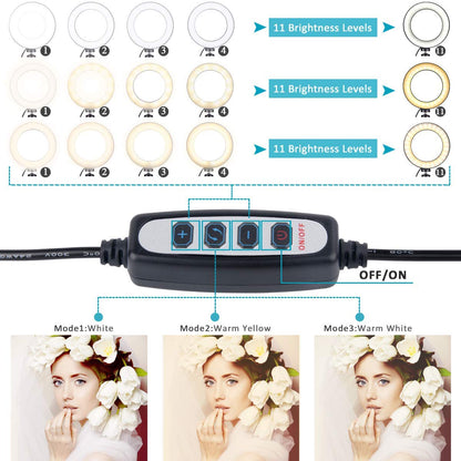 5.7-inch Desktop Adjustable Brightness LED Selfie Ring Fill Light with Phone Holder