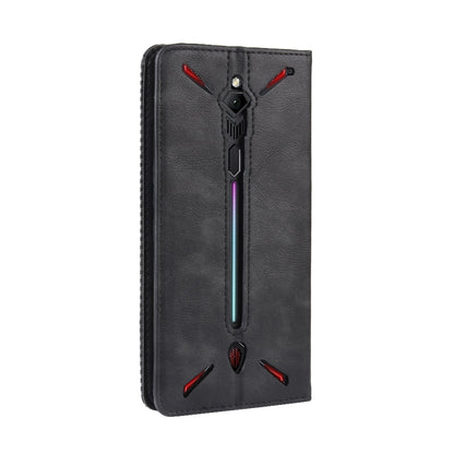 Auto-absorbed Vintage Leather Wallet Hollow Out Phone Cover for ZTE nubia Red Magic 3