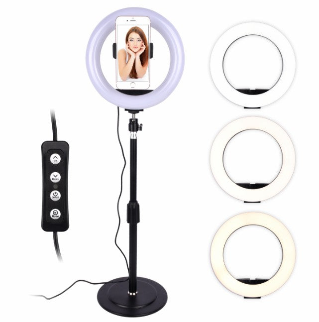 Selfie Flash Ring Light Mobile Phone Holder LED Camera Mount Long Arm USB Stand