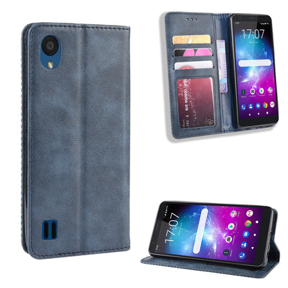 Auto-absorbed Vintage Style PU Leather Wallet Cover Case for ZTE Blade A5 (2019)