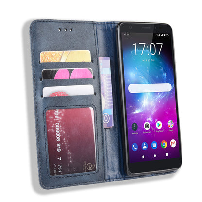 Auto-absorbed Vintage Style PU Leather Wallet Cover Case for ZTE Blade A5 (2019)