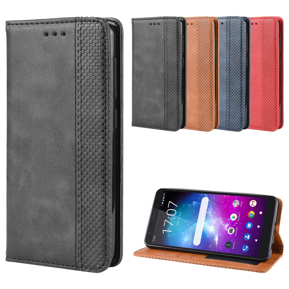 Auto-absorbed Vintage Style PU Leather Wallet Cover Case for ZTE Blade A5 (2019)