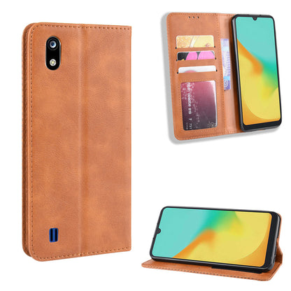 Auto-absorbed Vintage Style Leather Wallet Stand Protective Case for ZTE Blade A7 2019