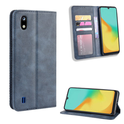 Auto-absorbed Vintage Style Leather Wallet Stand Protective Case for ZTE Blade A7 2019