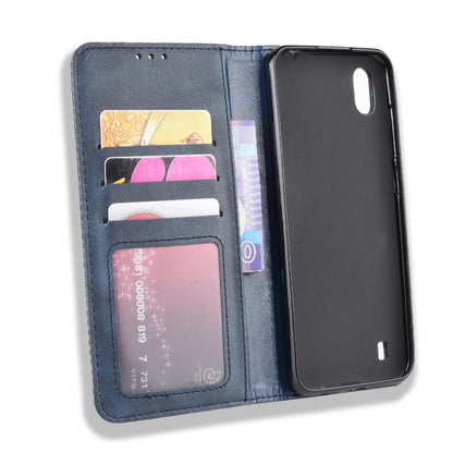 Auto-absorbed Vintage Style Leather Wallet Stand Protective Case for ZTE Blade A7 2019