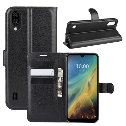 Litchi Skin Wallet Leather Stand Phone Shell for ZTE Blade A5 2020 / A51 Lite