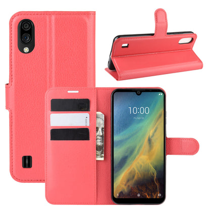 Litchi Skin Wallet Leather Stand Phone Shell for ZTE Blade A5 2020 / A51 Lite