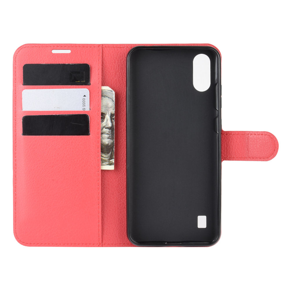 Litchi Skin Wallet Leather Stand Phone Shell for ZTE Blade A5 2020 / A51 Lite