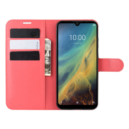 Litchi Skin Wallet Leather Stand Phone Shell for ZTE Blade A5 2020 / A51 Lite