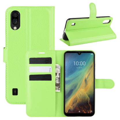 Litchi Skin Wallet Leather Stand Phone Shell for ZTE Blade A5 2020 / A51 Lite