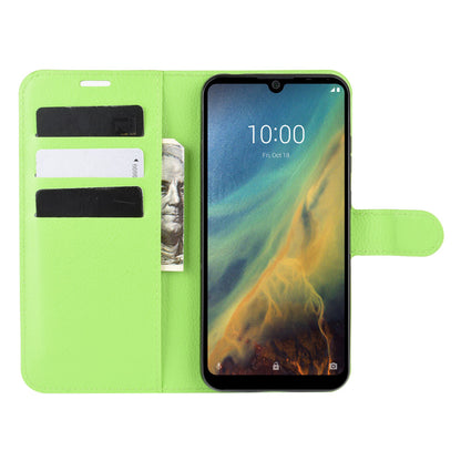 Litchi Skin Wallet Leather Stand Phone Shell for ZTE Blade A5 2020 / A51 Lite