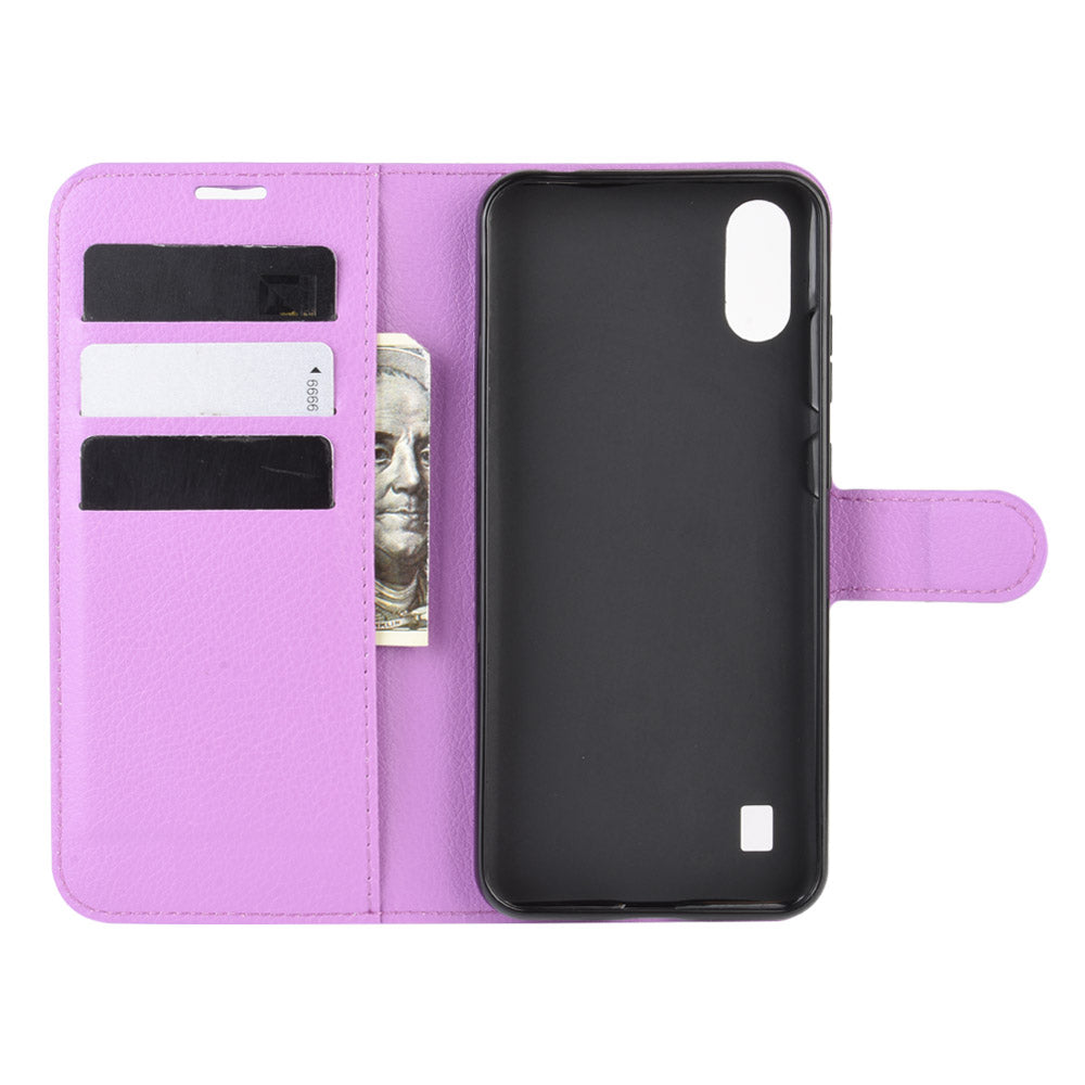 Litchi Skin Wallet Leather Stand Phone Shell for ZTE Blade A5 2020 / A51 Lite