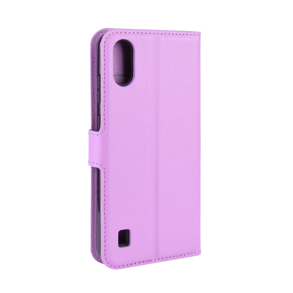 Litchi Skin Wallet Leather Stand Phone Shell for ZTE Blade A5 2020 / A51 Lite