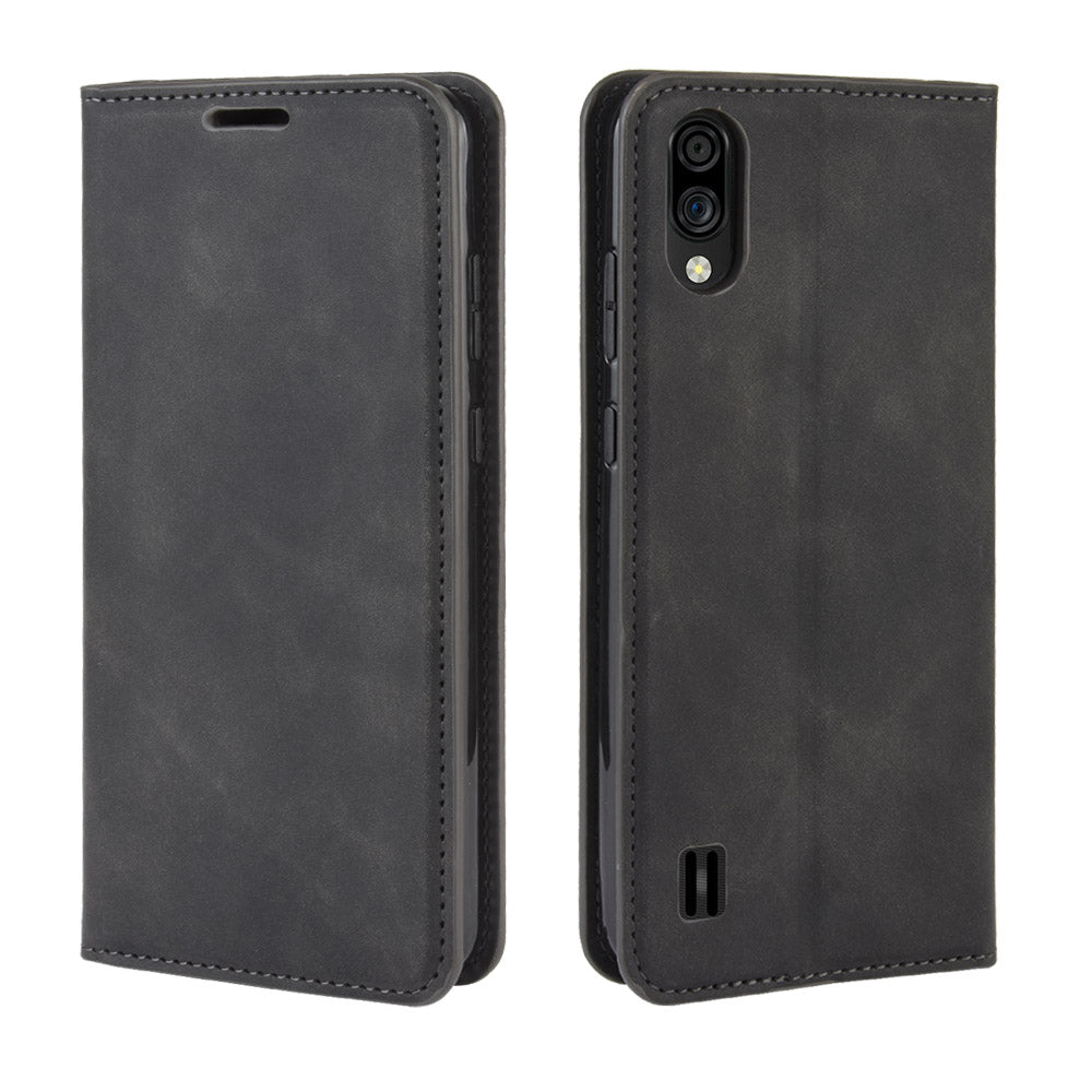 Silky Touch Auto-absorbed Leather Wallet Mobile Casing for ZTE Blade A5 2020 / A51 Lite