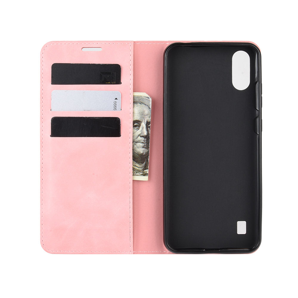 Silky Touch Auto-absorbed Leather Wallet Mobile Casing for ZTE Blade A5 2020 / A51 Lite