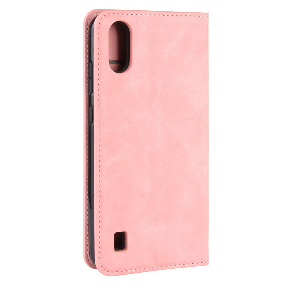 Silky Touch Auto-absorbed Leather Wallet Mobile Casing for ZTE Blade A5 2020 / A51 Lite