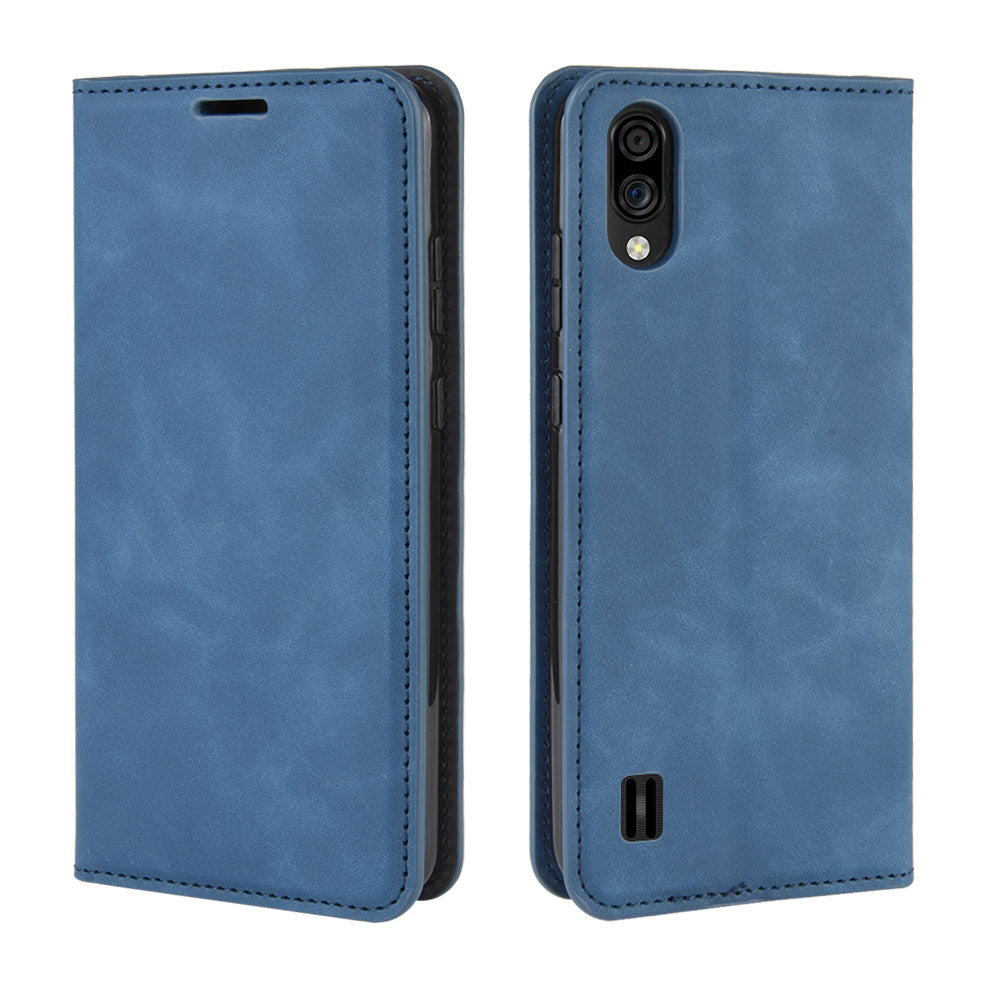 Silky Touch Auto-absorbed Leather Wallet Mobile Casing for ZTE Blade A5 2020 / A51 Lite