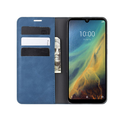 Silky Touch Auto-absorbed Leather Wallet Mobile Casing for ZTE Blade A5 2020 / A51 Lite