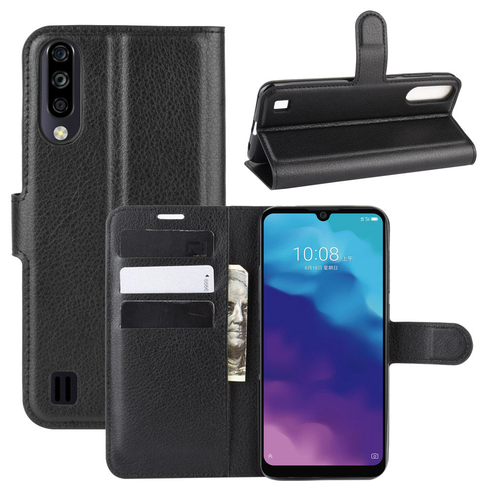 Litchi Texture Leather Wallet Stand Case Phone Shell for ZTE A7(2020)