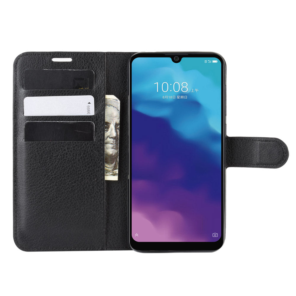 Litchi Texture Leather Wallet Stand Case Phone Shell for ZTE A7(2020)