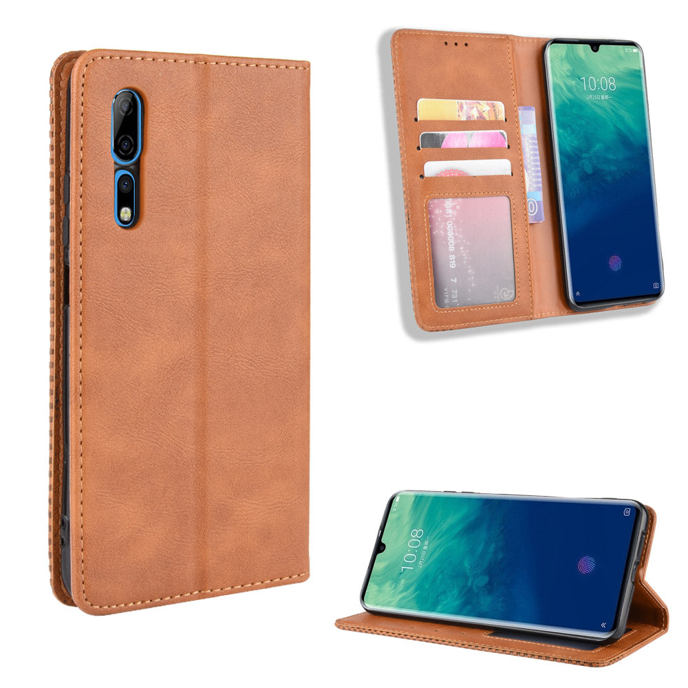 Vintage Style Wallet Leather Stand Case for ZTE Axon 10 Pro/Axon 10 Pro 5G/A2020 Pro