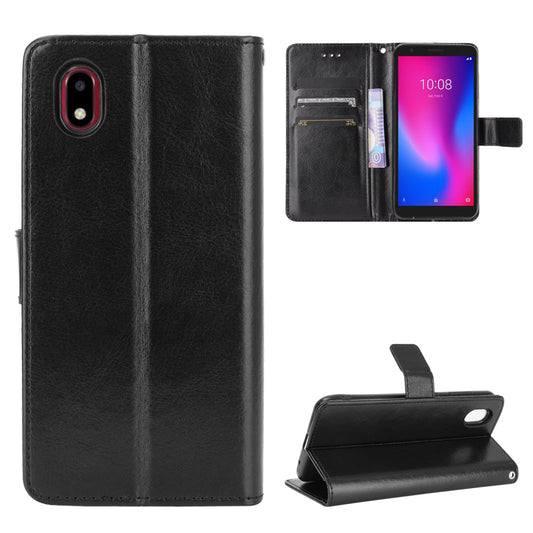 Crazy Horse Texture Protector Wallet Stand Leather Cover Case for ZTE Blade A3 (2020)