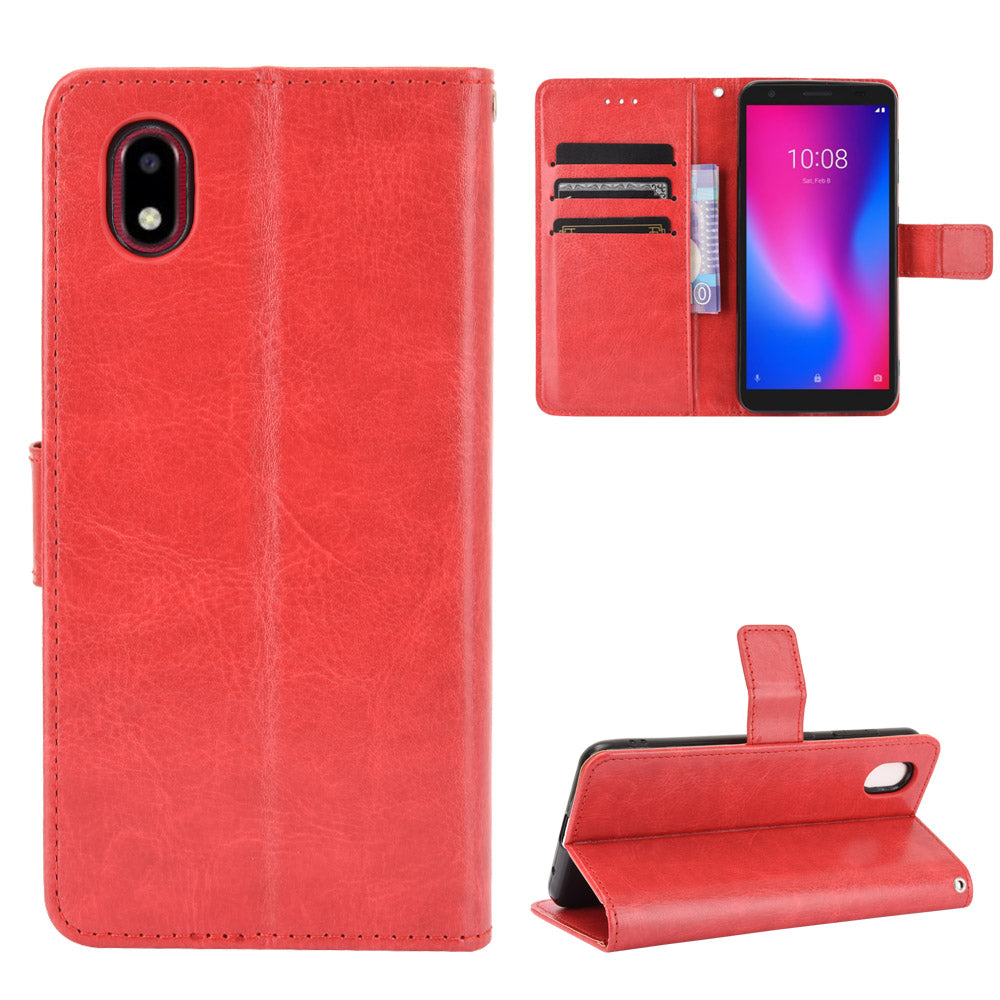 Crazy Horse Texture Protector Wallet Stand Leather Cover Case for ZTE Blade A3 (2020)