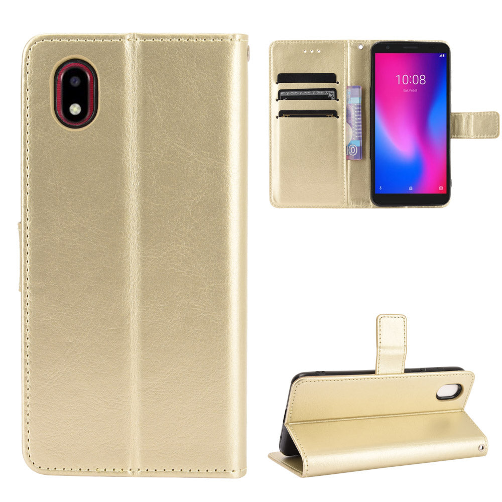 Crazy Horse Texture Protector Wallet Stand Leather Cover Case for ZTE Blade A3 (2020)