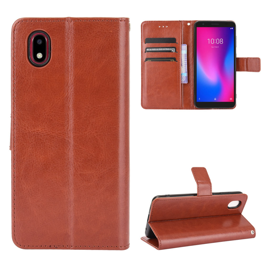 Crazy Horse Texture Protector Wallet Stand Leather Cover Case for ZTE Blade A3 (2020)