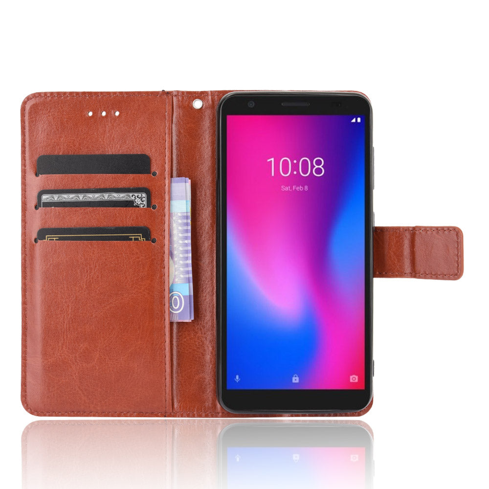 Crazy Horse Texture Protector Wallet Stand Leather Cover Case for ZTE Blade A3 (2020)