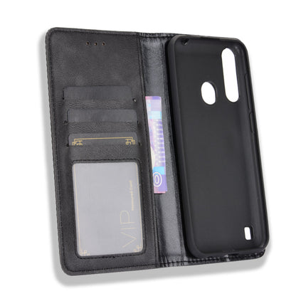 Vintage Vein PU Leather Wallet Phone Cover Shell with Fingerprint Hole for ZTE Blade A7 2020