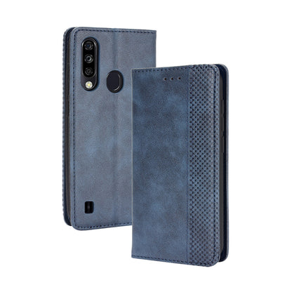 Vintage Vein PU Leather Wallet Phone Cover Shell with Fingerprint Hole for ZTE Blade A7 2020