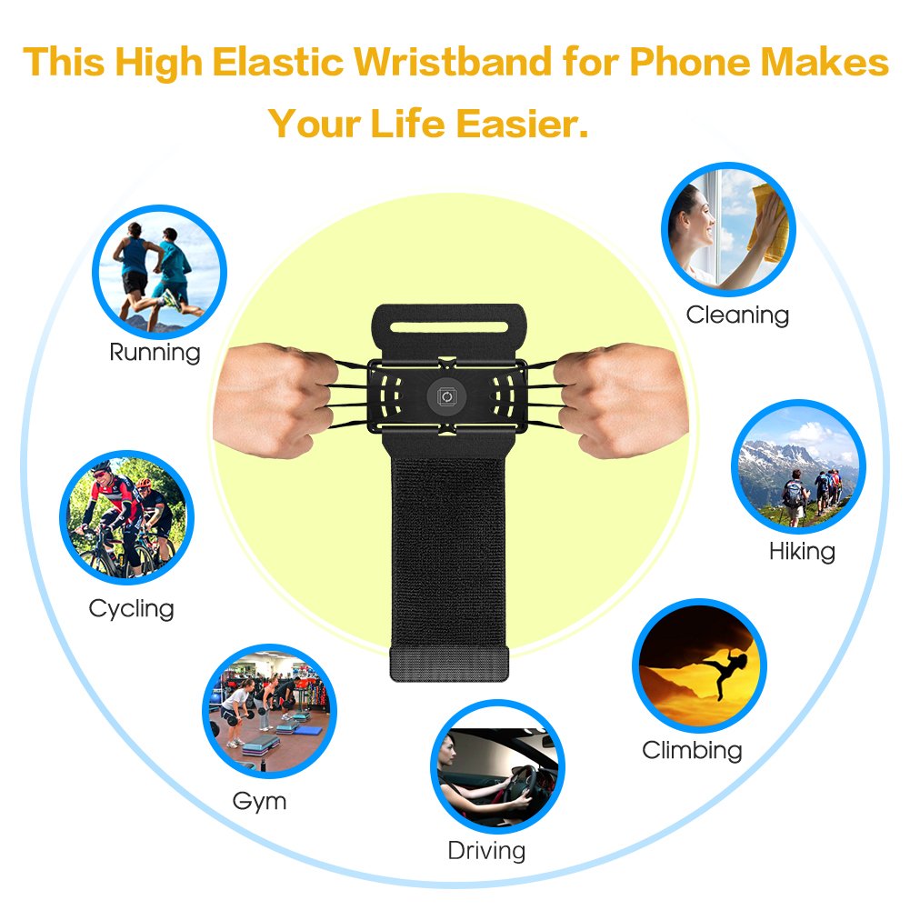 Detachable Rotatable Sports Wristband Phone Holder for Hiking Biking Walking Gym