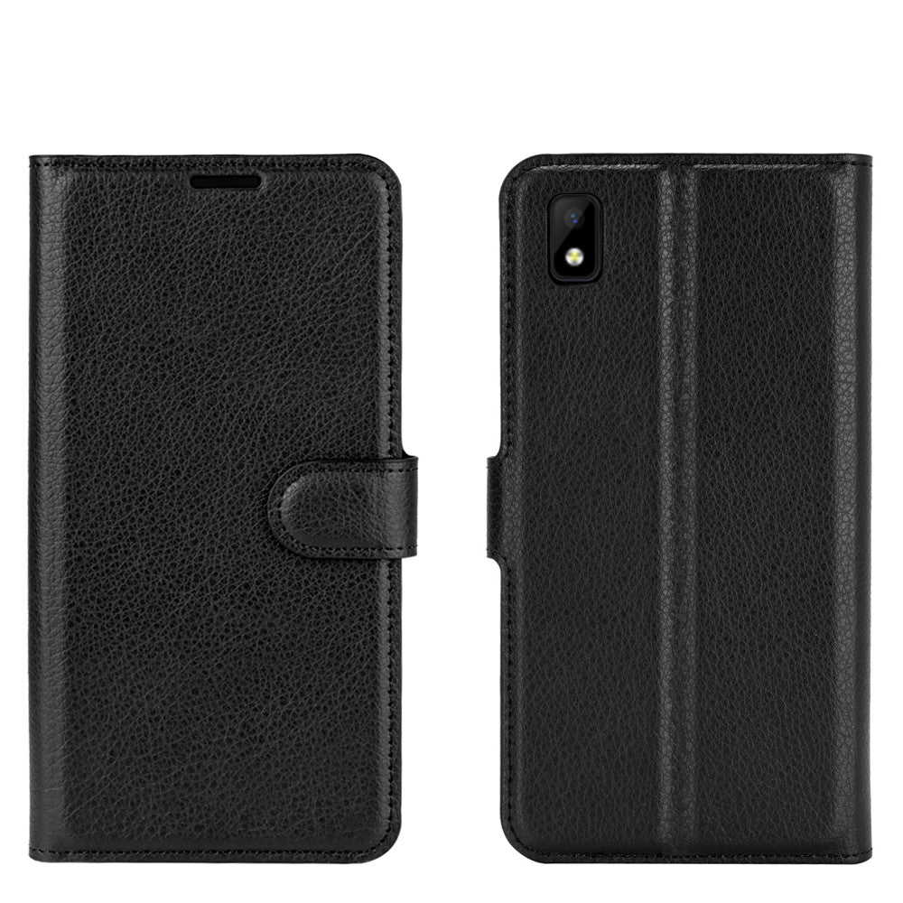 Wallet + Stand Litchi Texture Phone Protective Shell for ZTE Blade L210