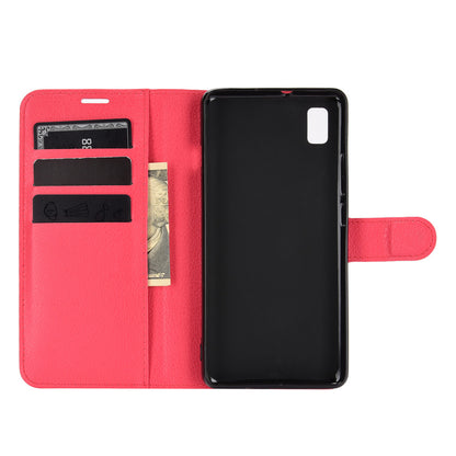 Wallet + Stand Litchi Texture Phone Protective Shell for ZTE Blade L210