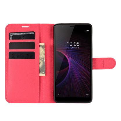 Wallet + Stand Litchi Texture Phone Protective Shell for ZTE Blade L210