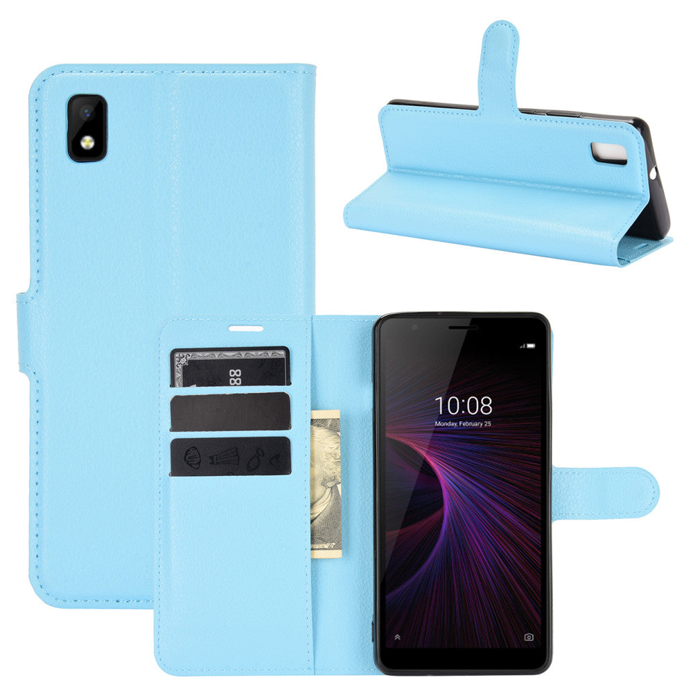 Wallet + Stand Litchi Texture Phone Protective Shell for ZTE Blade L210