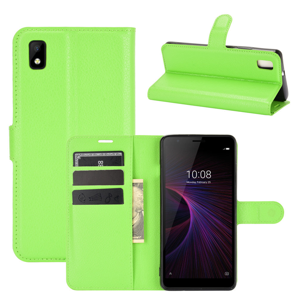 Wallet + Stand Litchi Texture Phone Protective Shell for ZTE Blade L210