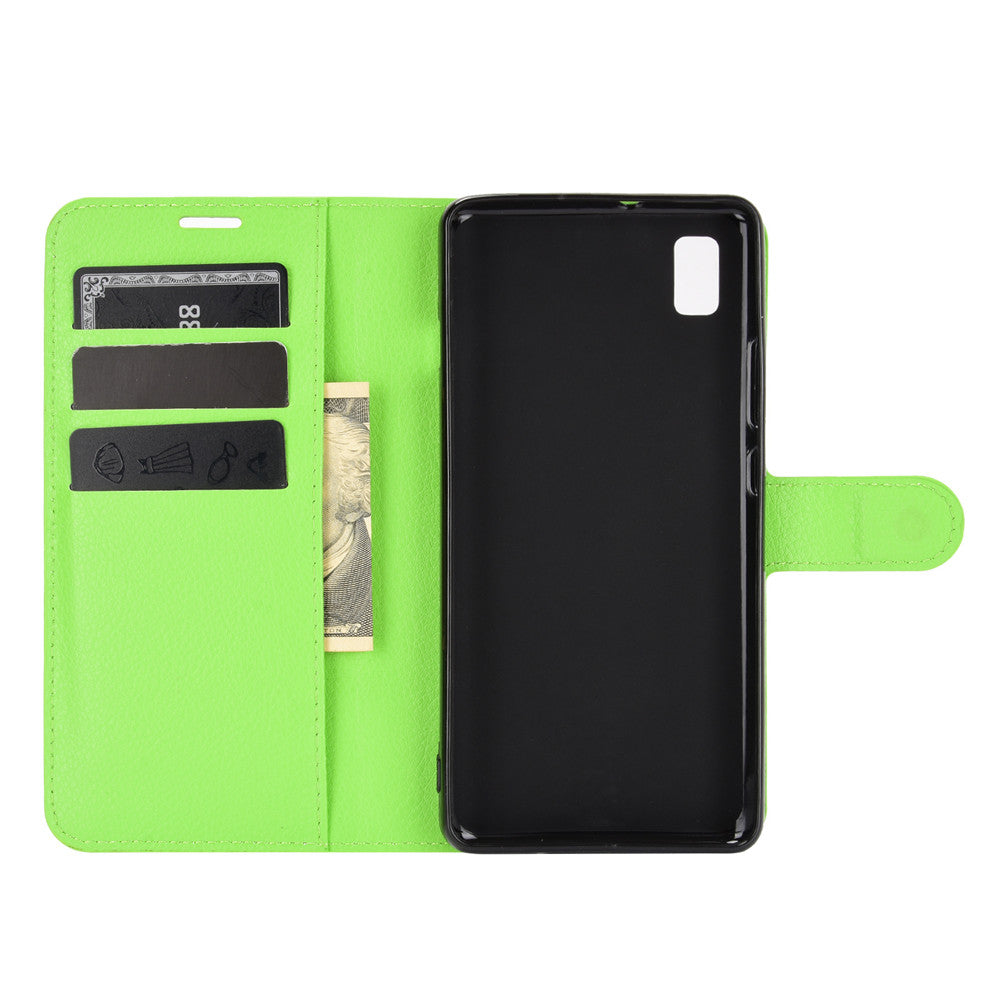 Wallet + Stand Litchi Texture Phone Protective Shell for ZTE Blade L210