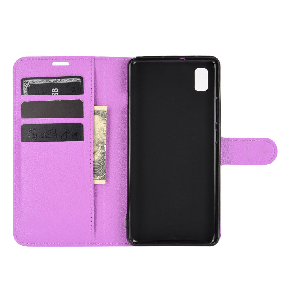 Wallet + Stand Litchi Texture Phone Protective Shell for ZTE Blade L210