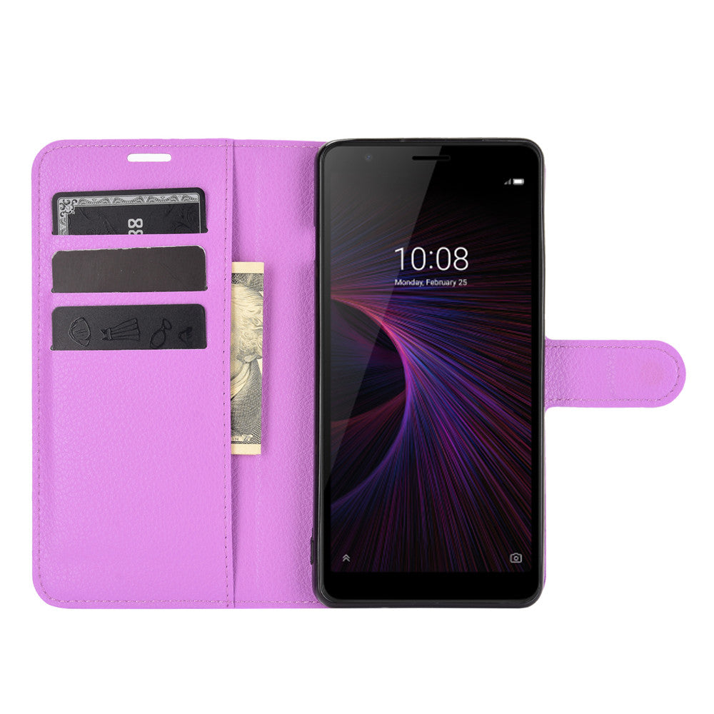 Wallet + Stand Litchi Texture Phone Protective Shell for ZTE Blade L210