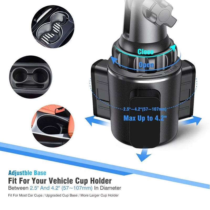 Universal Adjustable Car Cup Mount Phone Holder with Extra Long Neck for Cell Phone