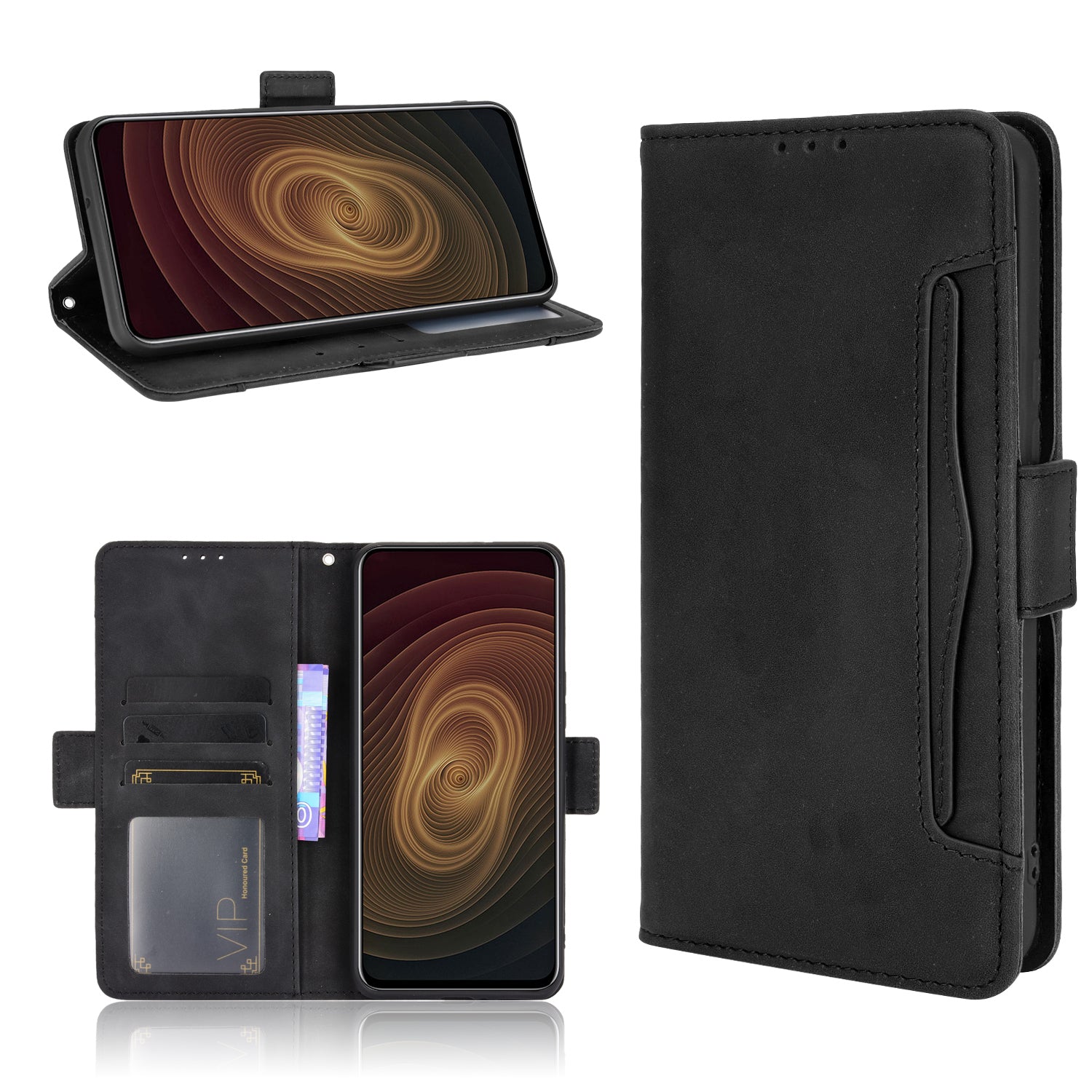 Leather Phone Wallet Design Stand Feature Protective Cover Case with Multiple Card Slots for ZTE Axon 20 5G/Axon 20 4G