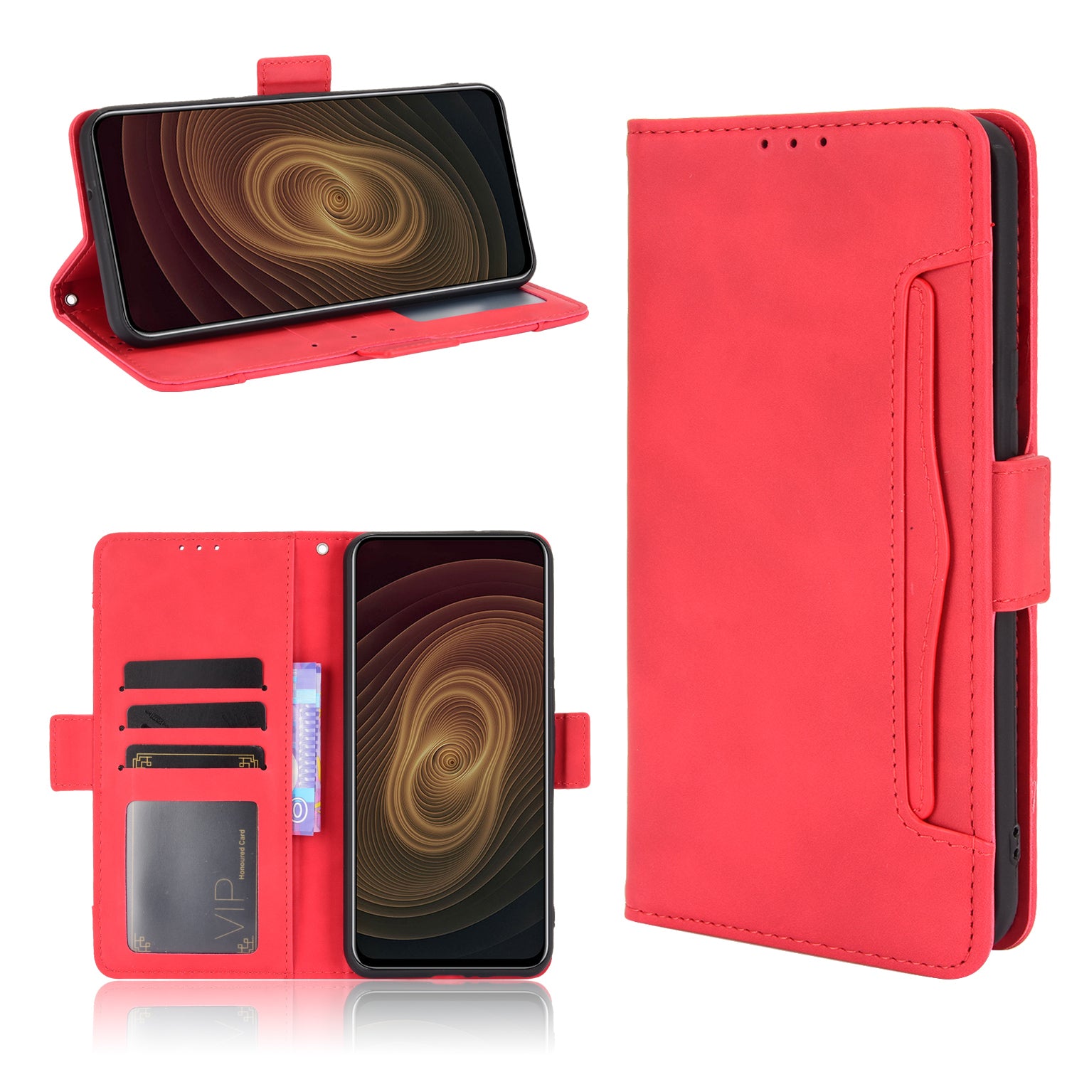 Leather Phone Wallet Design Stand Feature Protective Cover Case with Multiple Card Slots for ZTE Axon 20 5G/Axon 20 4G